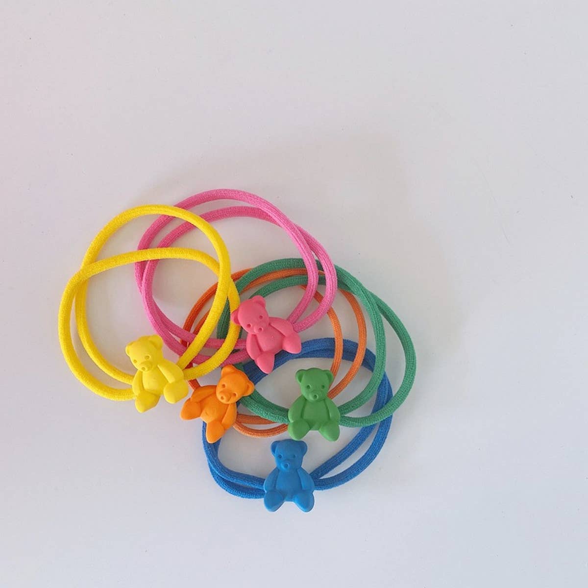 RAINBOW BEAR HEART BOW HAIR TIE_CWAHA1836