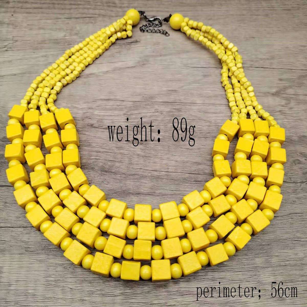 HANDMADE WOODEN SQUARE BEADS MULTI LAYER NECKLACE_CWMM4850