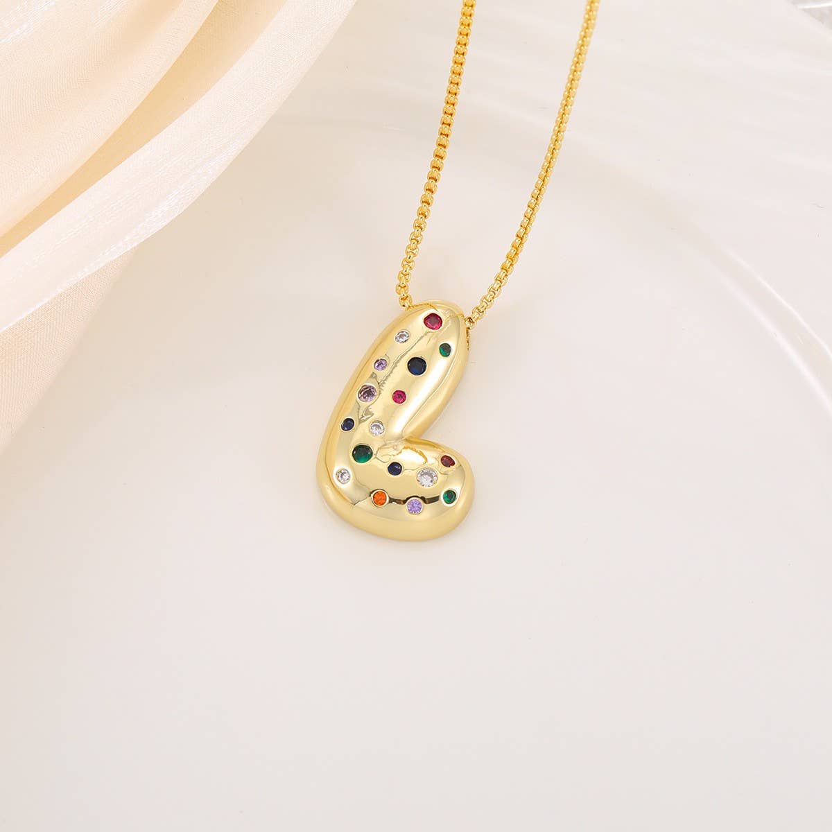 CREATIVE GLOSSY COLORFUL LETTER PENDANT NECKLACE_CWMM5877