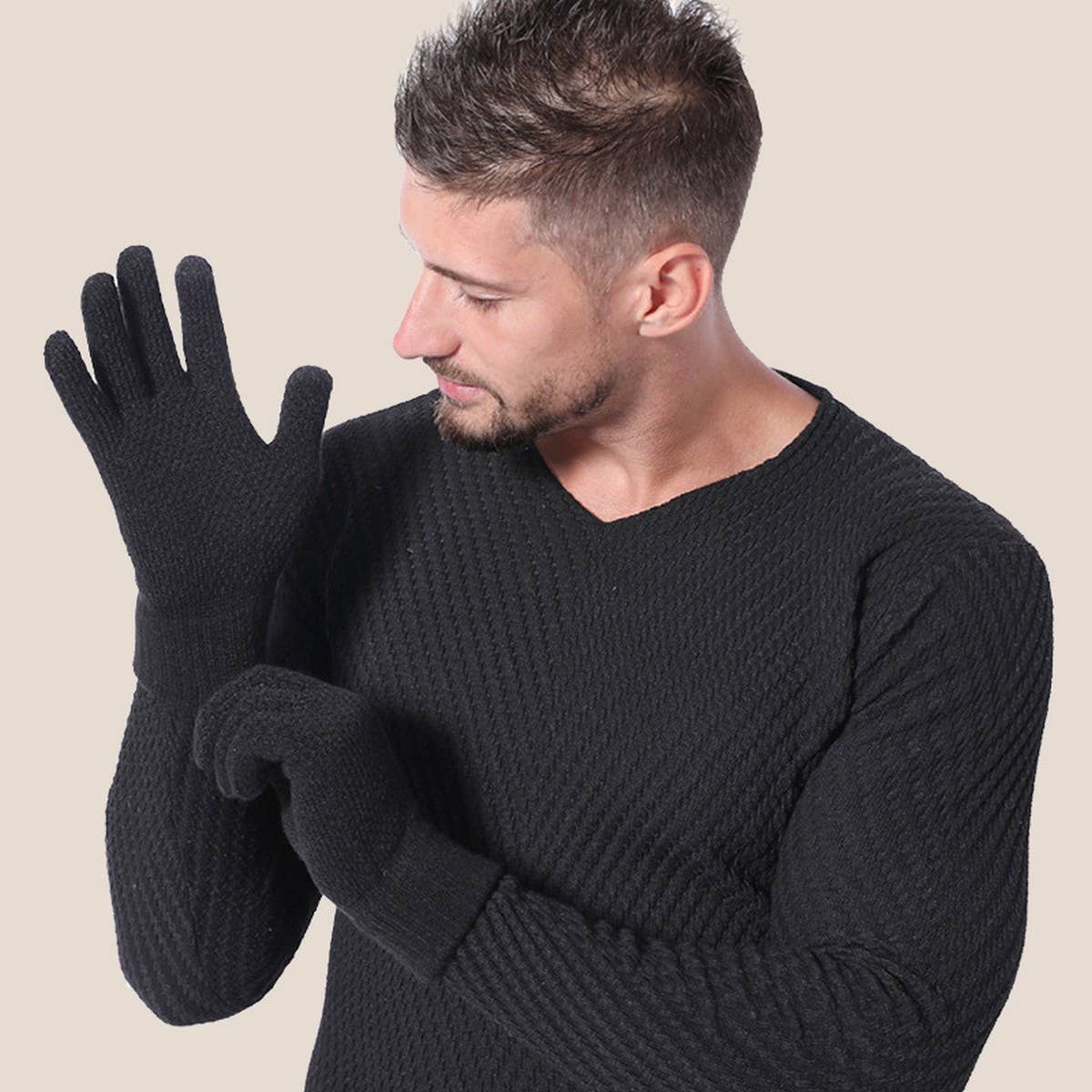New Mens Cold-Proof Knitted Touchscreen Gloves_Cwag0395