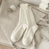 Warm Solid Color Ruffled Cute Mid-Calf Socks_Cwms1070