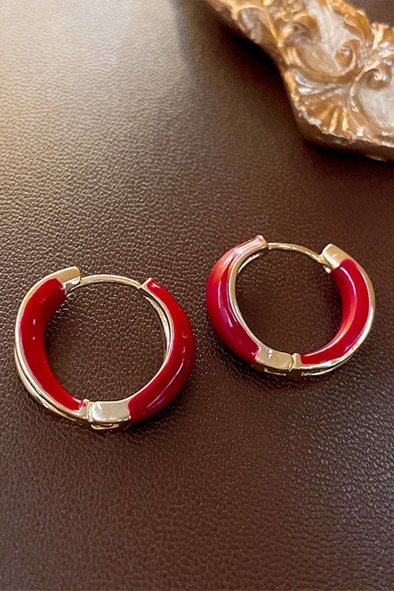RED HOOP RING EARRINGS_CWAJE0325
