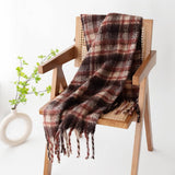 FUZZY PLAID SCARF SOFT TASSEL WRAP FOR WOMEN_CWASC1008