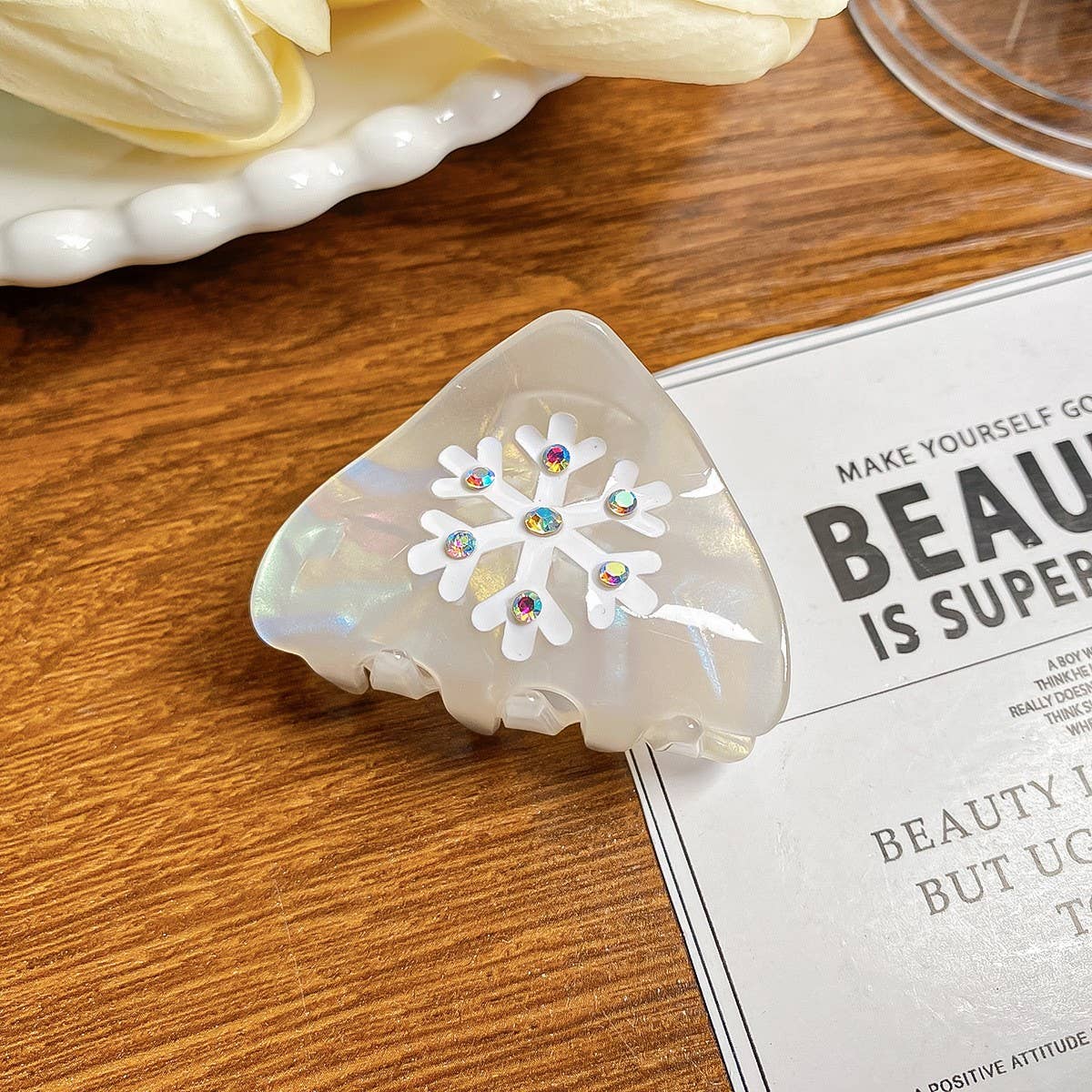 CUTE SNOWFLAKE HAIR CLAW XMAS PONYTAIL CLIP_CWAHA0725