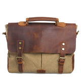 Vintage Leather Canvas Satchel Messenger Bag_Cwab5565