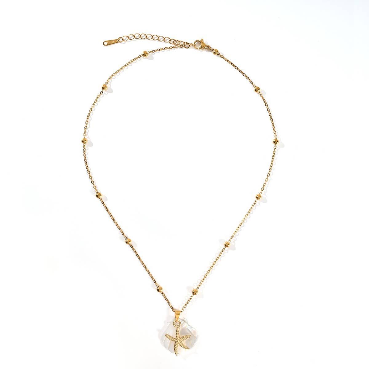 SUMMER BEACH STEEL SHELL STARFISH NECKLACE_CWMM8862