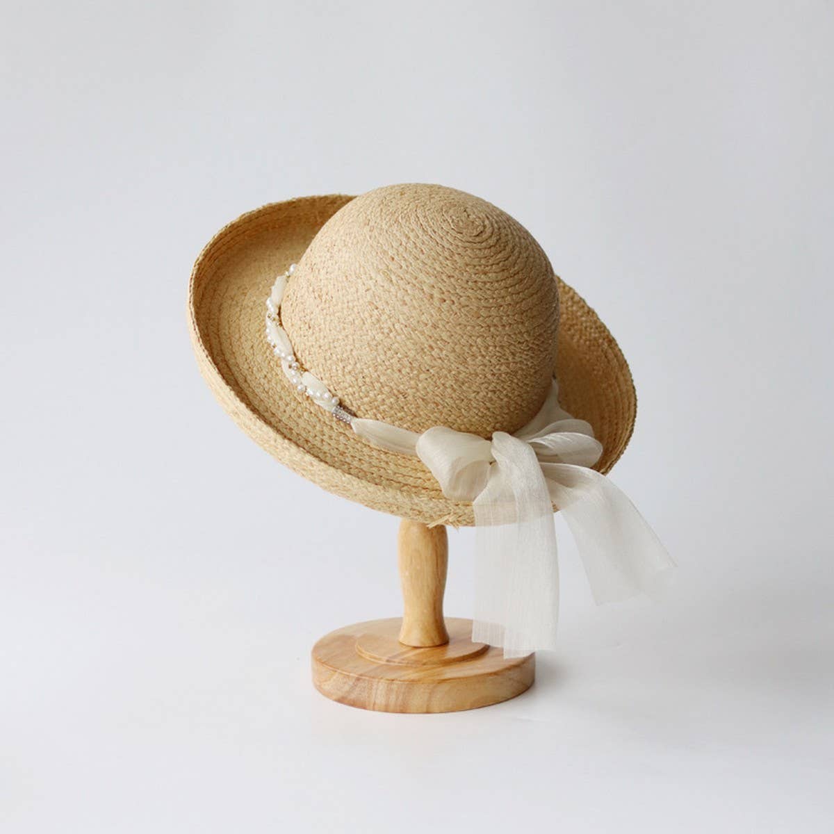 Womens Elegant Bow Ribbon Straw Hat_Cwah3478