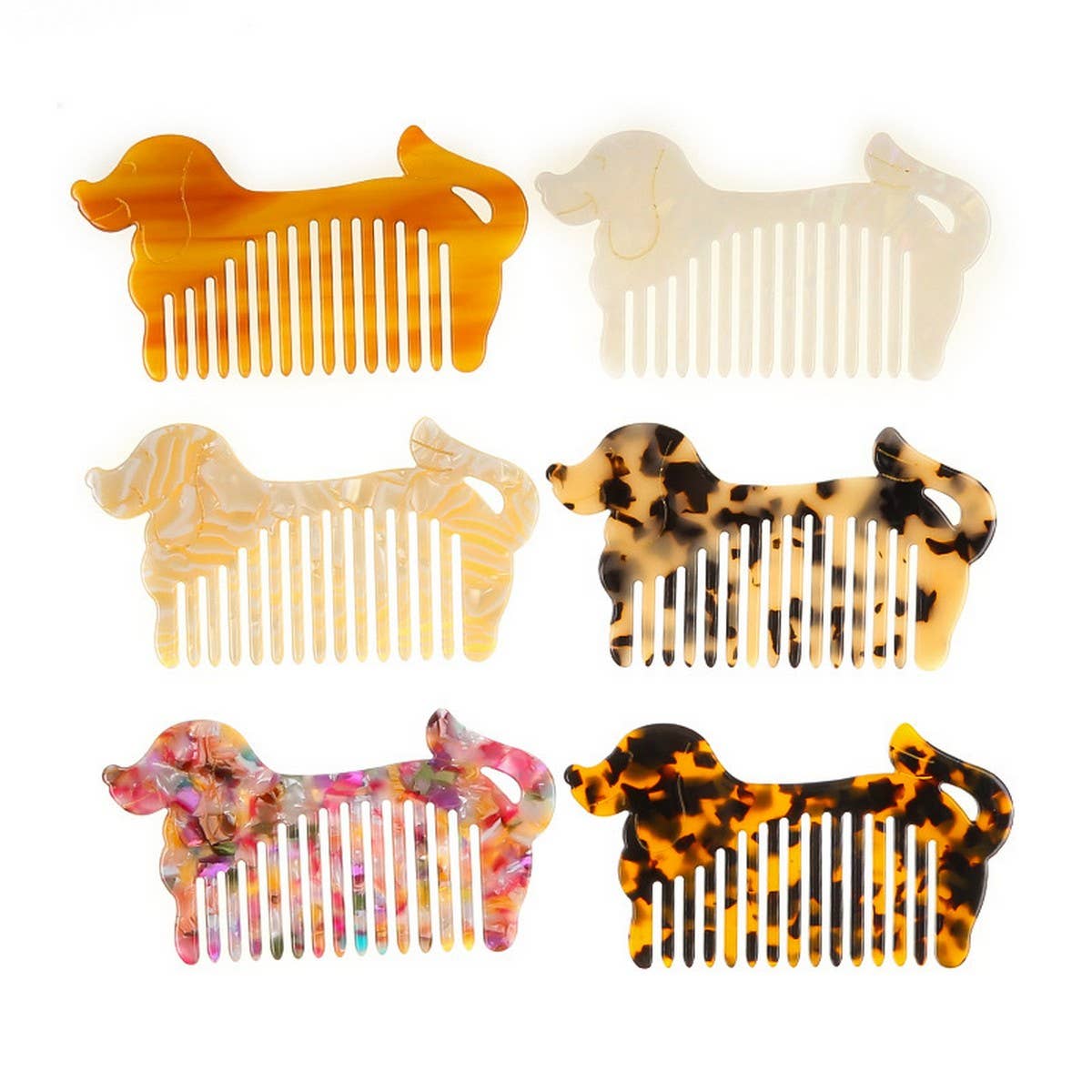 CUTE DOG WIDE TOOTH ACETATE COMB PORTABLE BRUSH_CWMM6404