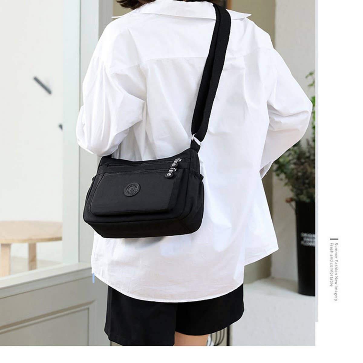 SIMPLE NYLON PRINTED CROSSBODY SHOULDER BAG_CWASC1727