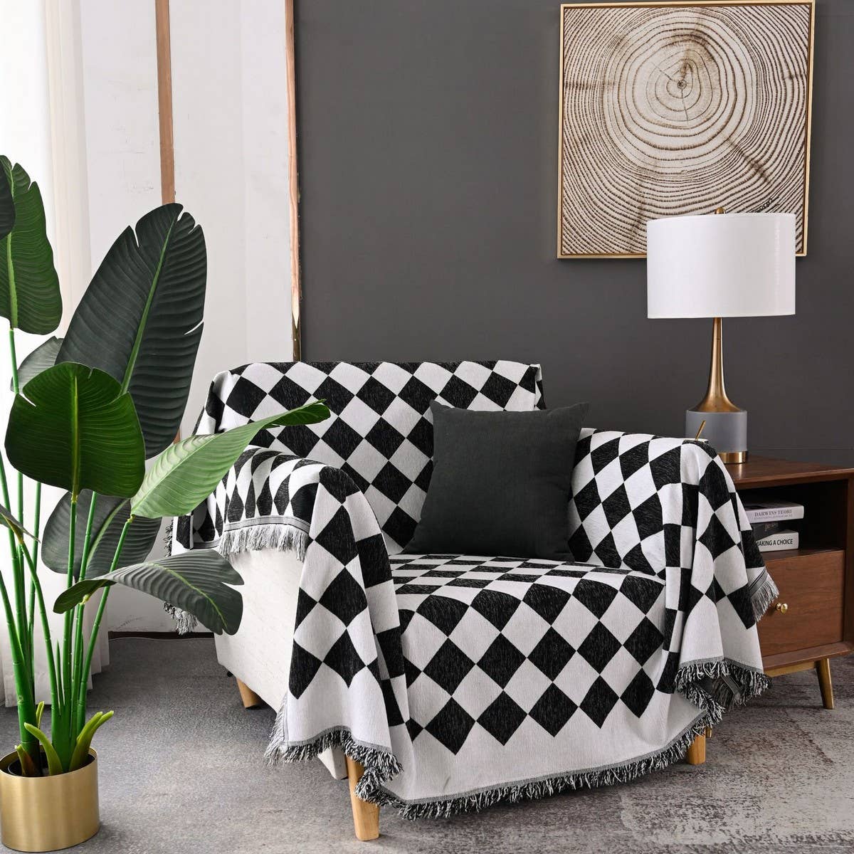 MODERN SIMPLE CHESSBOARD SOFA THROW_CWMM1658