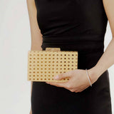 Vintage Rattan Acrylic Clutch Chain Shoulder Bag_Cwab5865