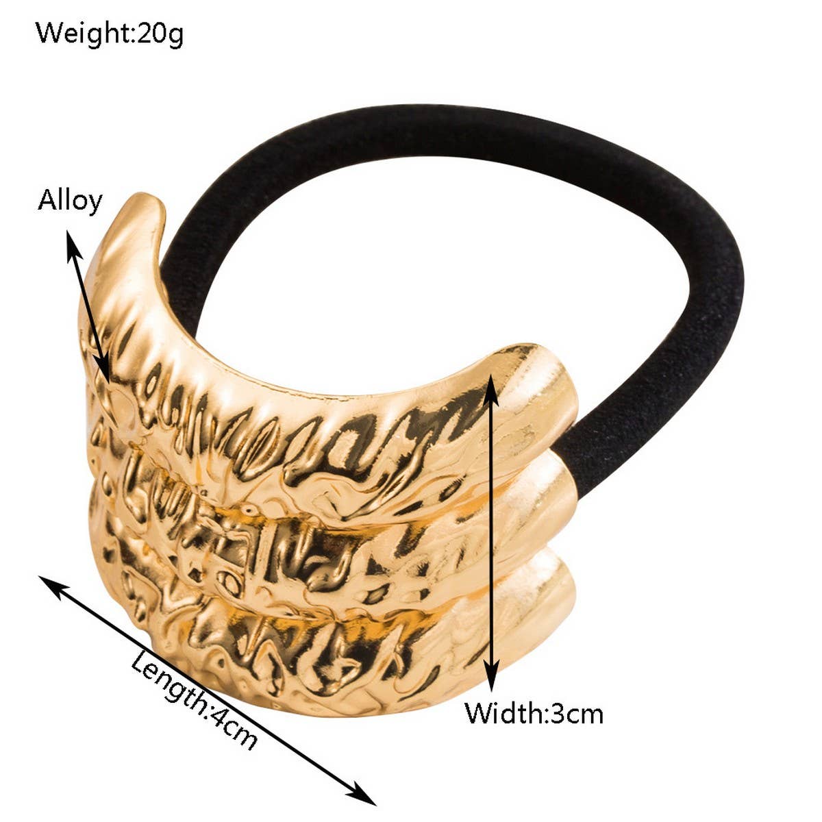 Unique Metal Textured Geometric Flower Hair Tie