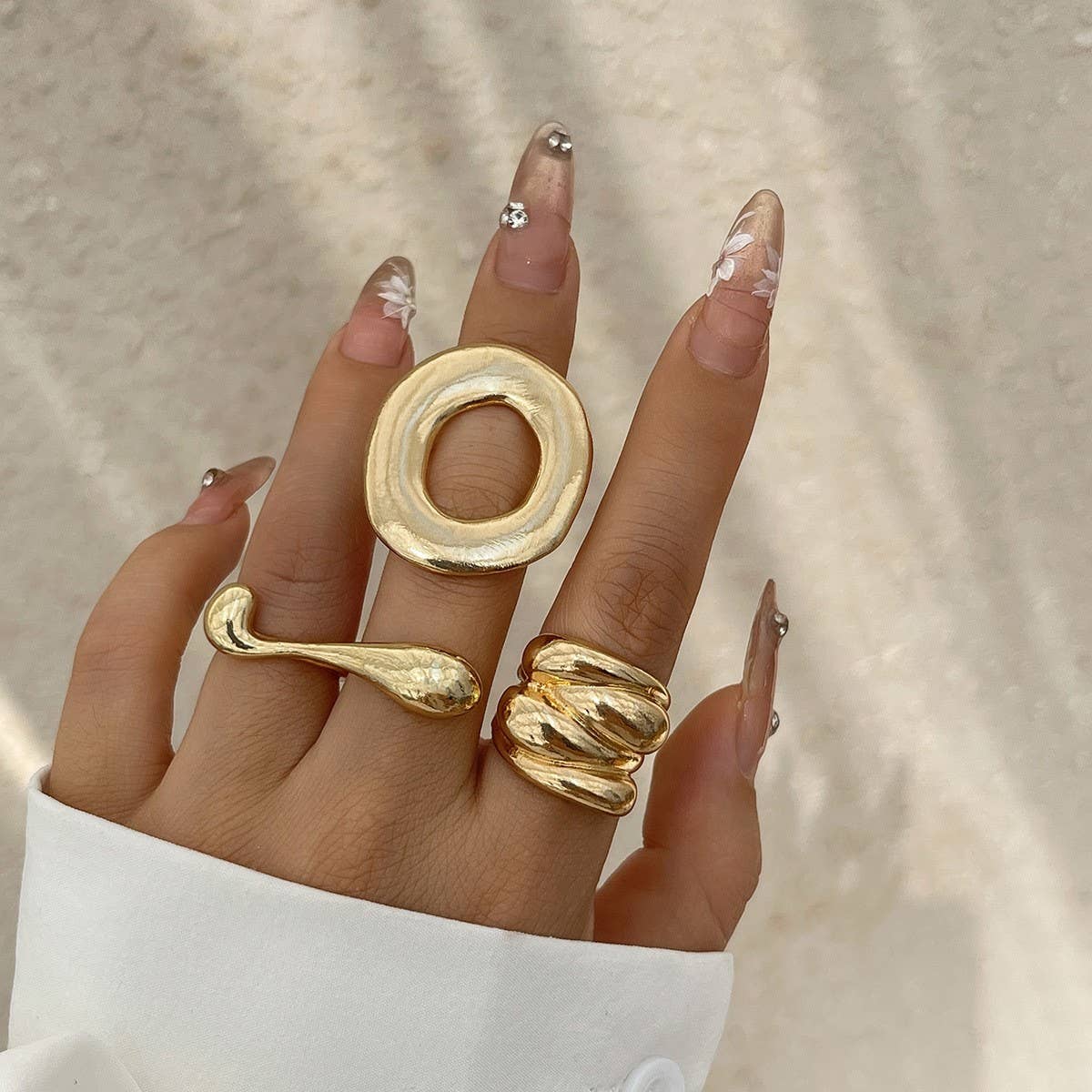 FASHIONABLE METAL IRREGULAR WATER DROP OPEN RING_CWMM3232