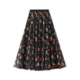 REVERSIBLE ROSE PRINT TULLE PLEATED MAXI SKIRT_CWBMS0358