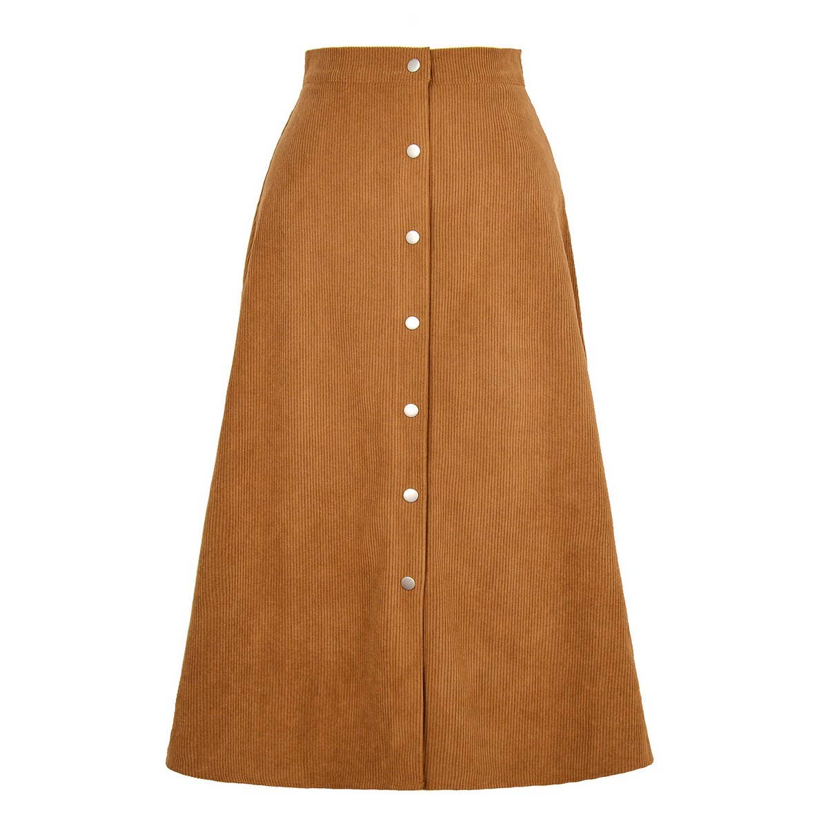CORDUROY SKIRT SINGLE BREASTED HIGH WAISTLONGSKIRT_CWBSS0372