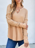 Solid Color Long Sleeve Patchwork Loose Hoodie