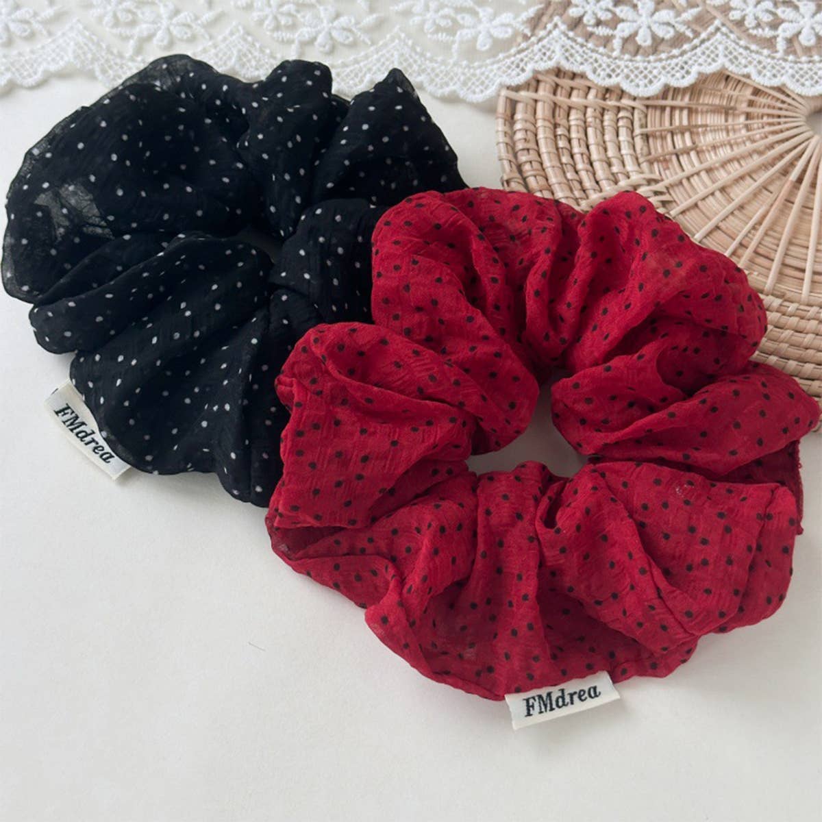 Vintage Polka Dot Large Hair Scrunchie_Cwaha07554