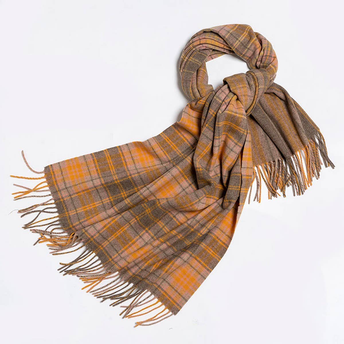 MELANGE CHECK WOOL SCARF DOUBLE SIDED SHAWL UNISEX_CWASC2350