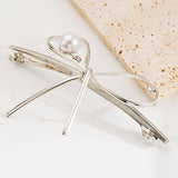 MINIMALIST METAL BOW HOLLOW RECTANGLE SPRING CLIP_CWAHA6212