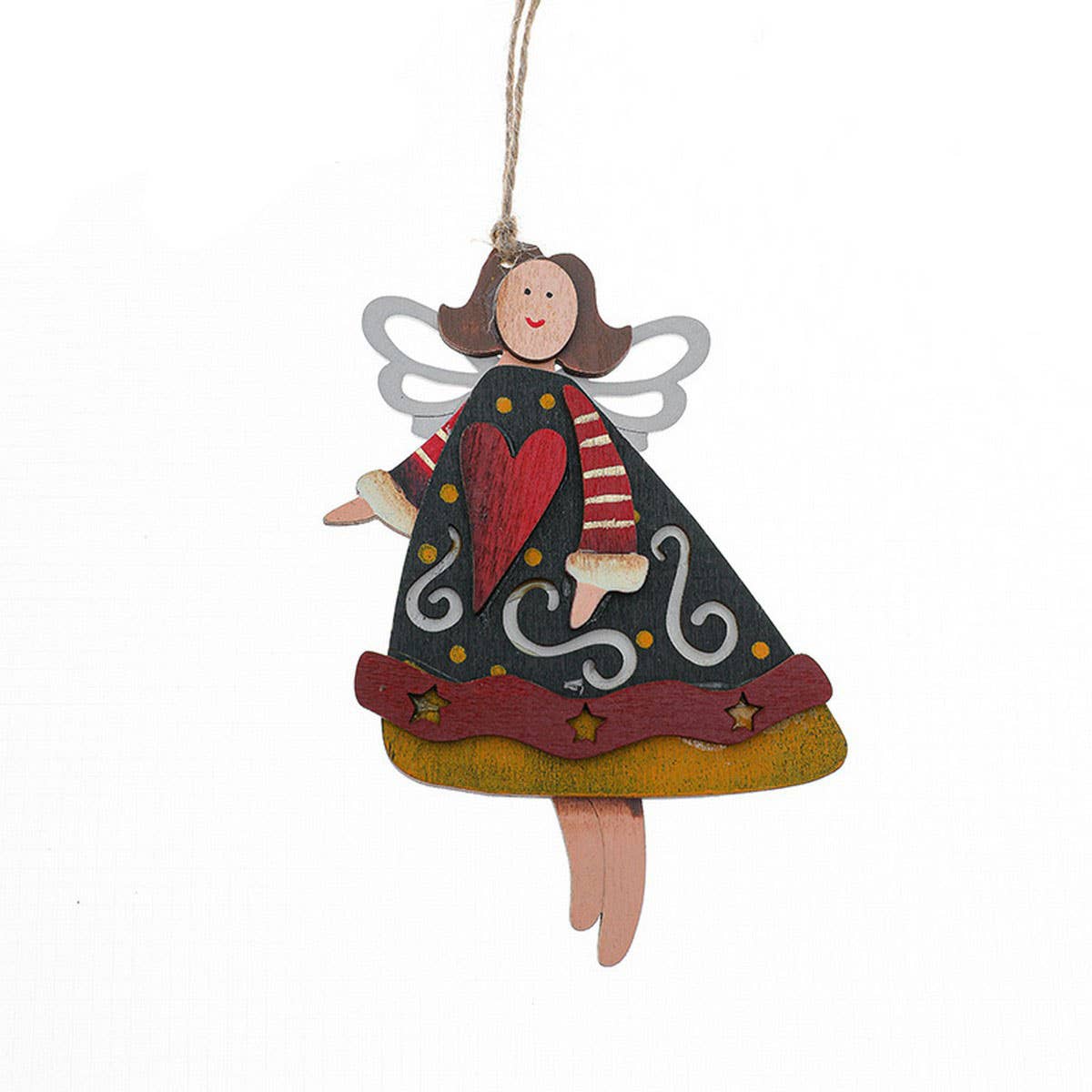 HAND PAINTED WOODEN XMAS TREE HANGING DECOR_CWMM9669