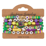 Cwaje05690_Mardi Gras Hat Mask Charm Multi Layer Bracelet