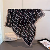 Elegant Plaid Satin Square Neck Scarf Wrap_Cwasc03320