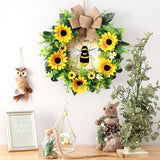 SUNFLOWER BEE FESTIVAL FAUX FLORAL WREATH_CWAJE05409