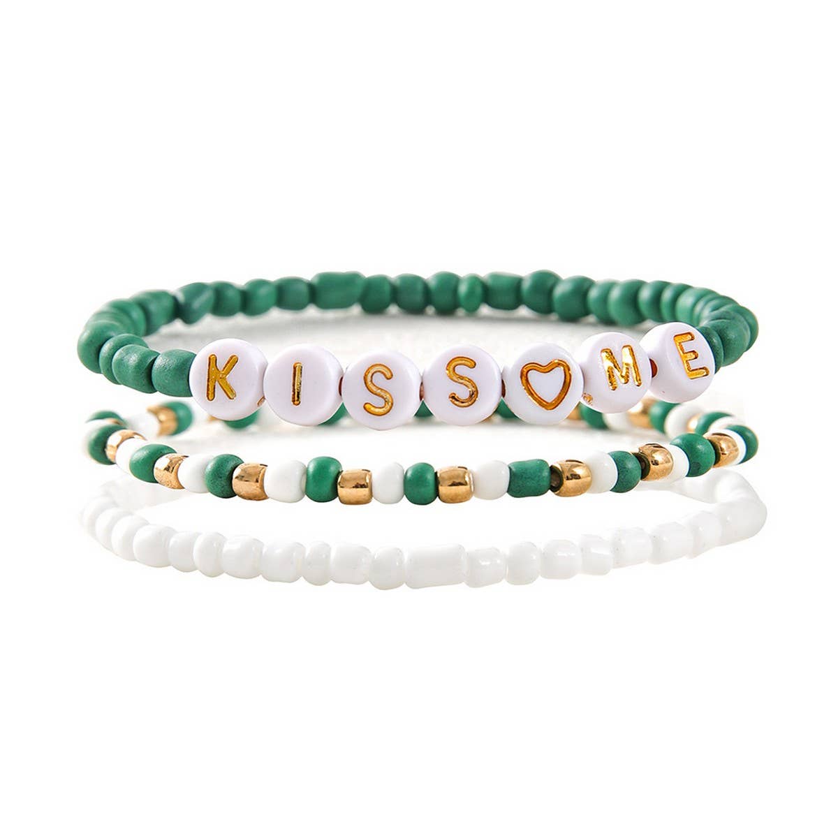 ST PATRICKS DAY RICE BEAD ALPHABET BRACELET SET_CWMM3506