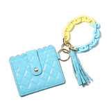 COLOR ACRYLIC CHAIN EMBROIDERED PU CARD WALLET_CWAB4996