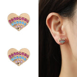 FASHION HEART COLOR DIAMOND NECKLACE EARRING SET_CWAJE2848