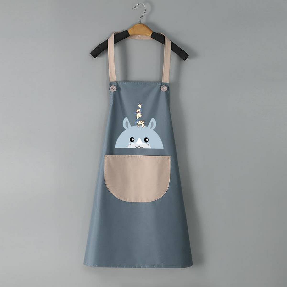 DEER HEAD PRINT SUMMER THIN APRON WITH POCKETS_CWMM2050