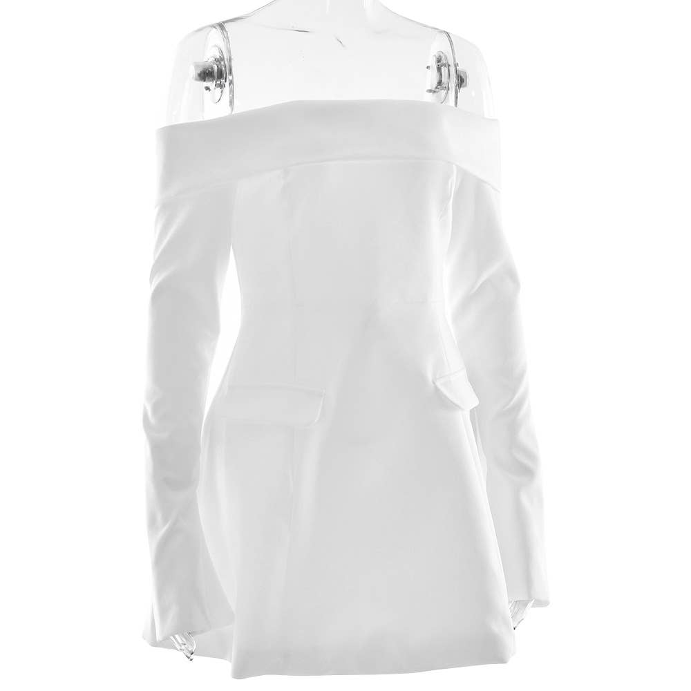 Strapless Backless Long-Sleeved A-Line Dress