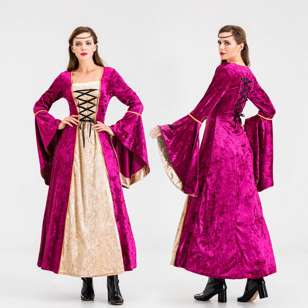 HALLOWEEN RETRO PALACE QUEEN PRINCESS LONG DRESS_CWMM1519