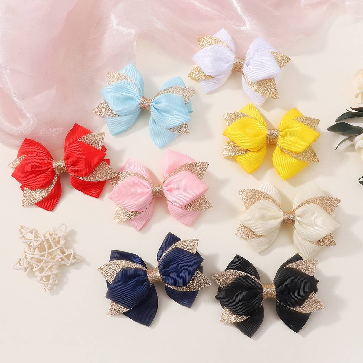 GLITTER BOW HAIR CLIP SET FOR GIRLS PARTY WEAR_CWAHA6733
