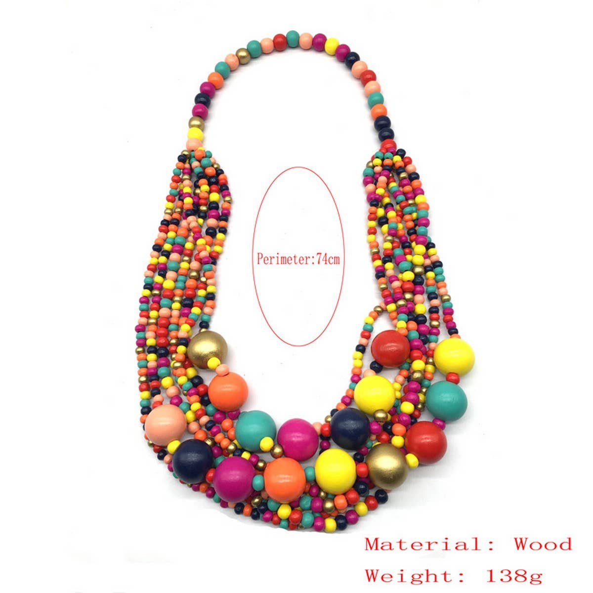 Wooden Beads Multi-Layered Colorful Necklace_Cwmm4980