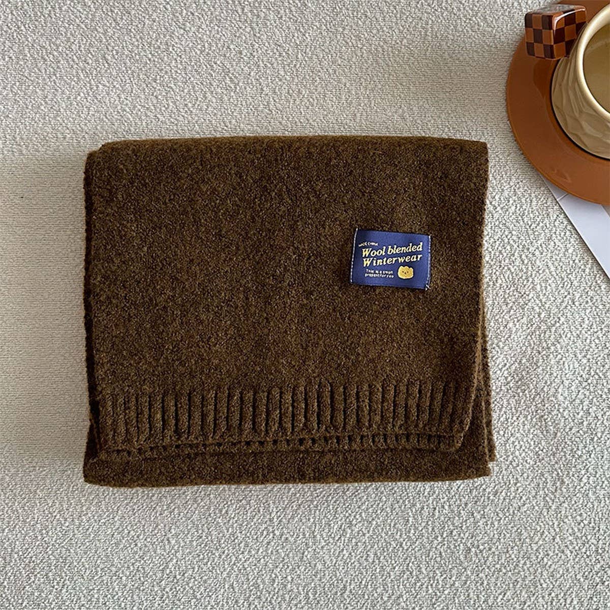 SOLID WOOL BLEND KNIT SCARF FOR WOMEN WARMTH_CWASC2284