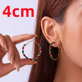 Cwaje2513_Christmas Colorful Spiral Geometric Hoop Earrings