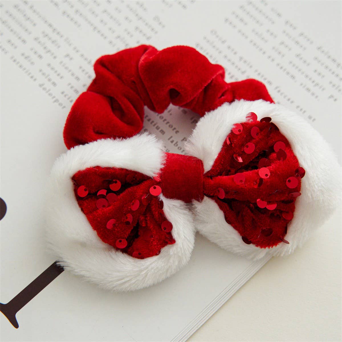 CHRISTMAS RED SEQUIN BOW HAIRBAND_CWAHA2431
