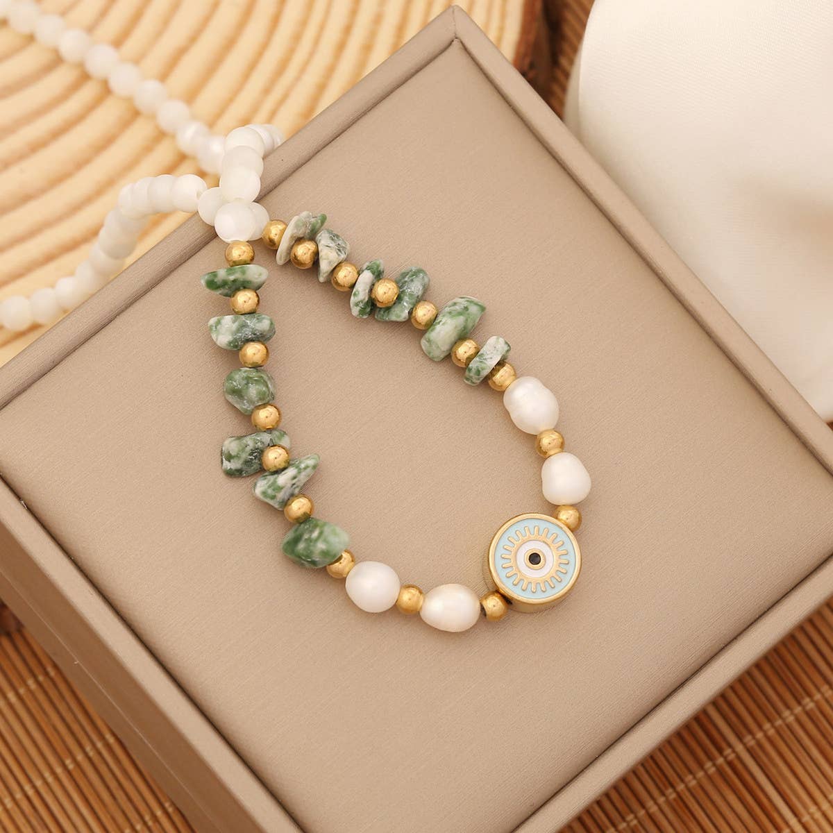 FASHION EYE PENDANT NATURAL STONE NECKLACE_CWAJE0651