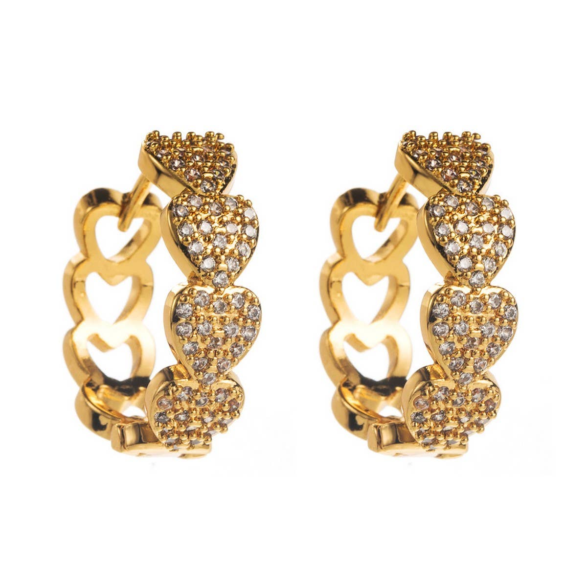 GEOMETRIC GOLD PLATED HOOP EARRINGS ELEGANT STYLE_CWMM8521