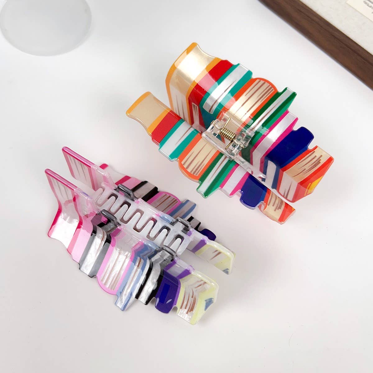 BOOK STYLE ACRYLIC HAIR CLAW CLIP COLORBLOCK_CWAHA2069