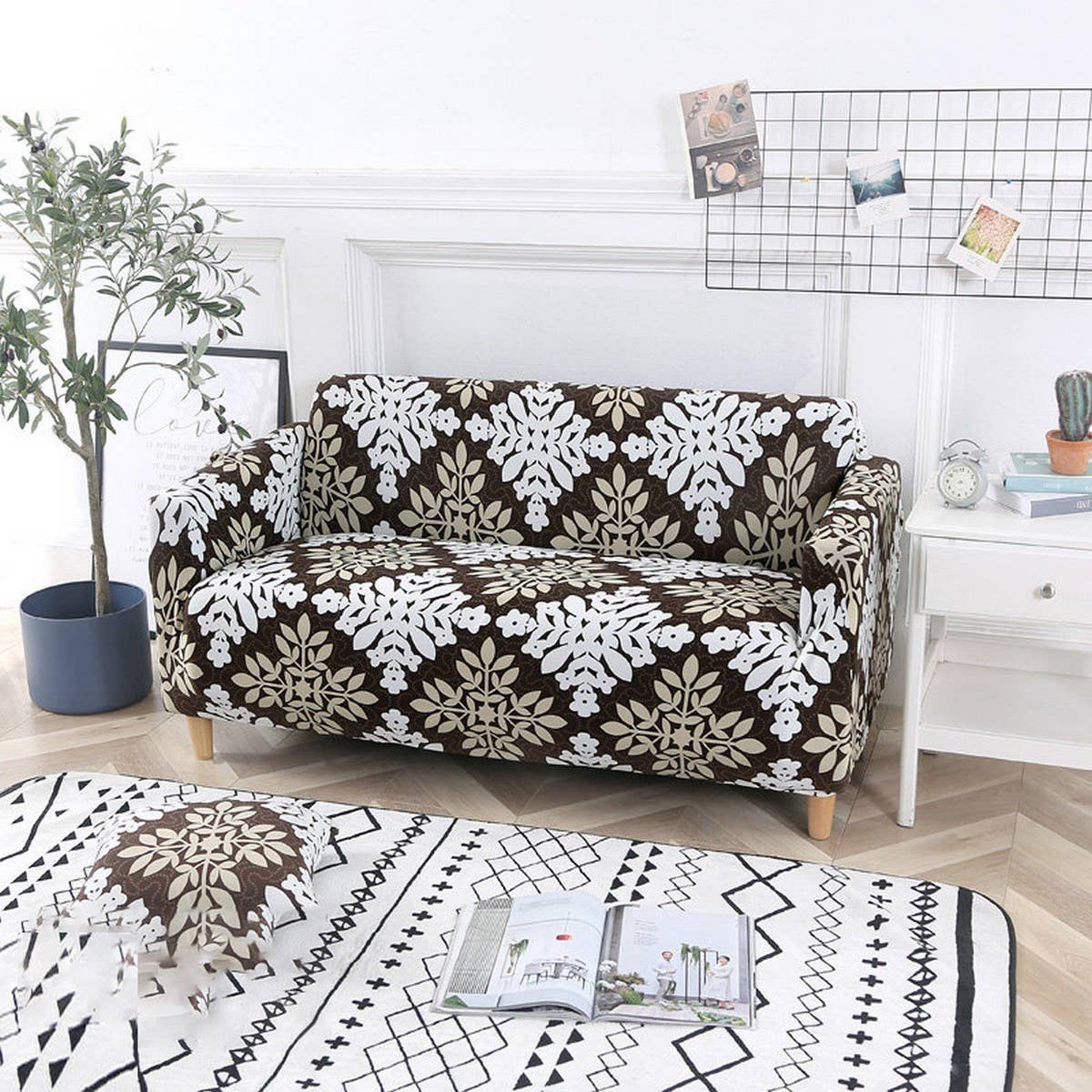 STRETCH SOFA COVER SOLID PRINT ALL IN ONE FIT_CWMM8309