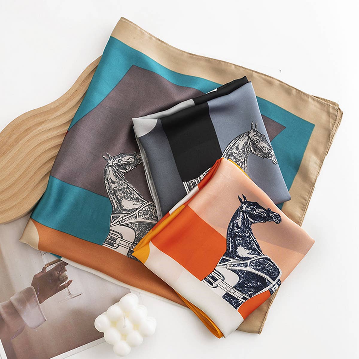 Simple Color Block Printed Scarf And Square Scarf_Cwasc0499