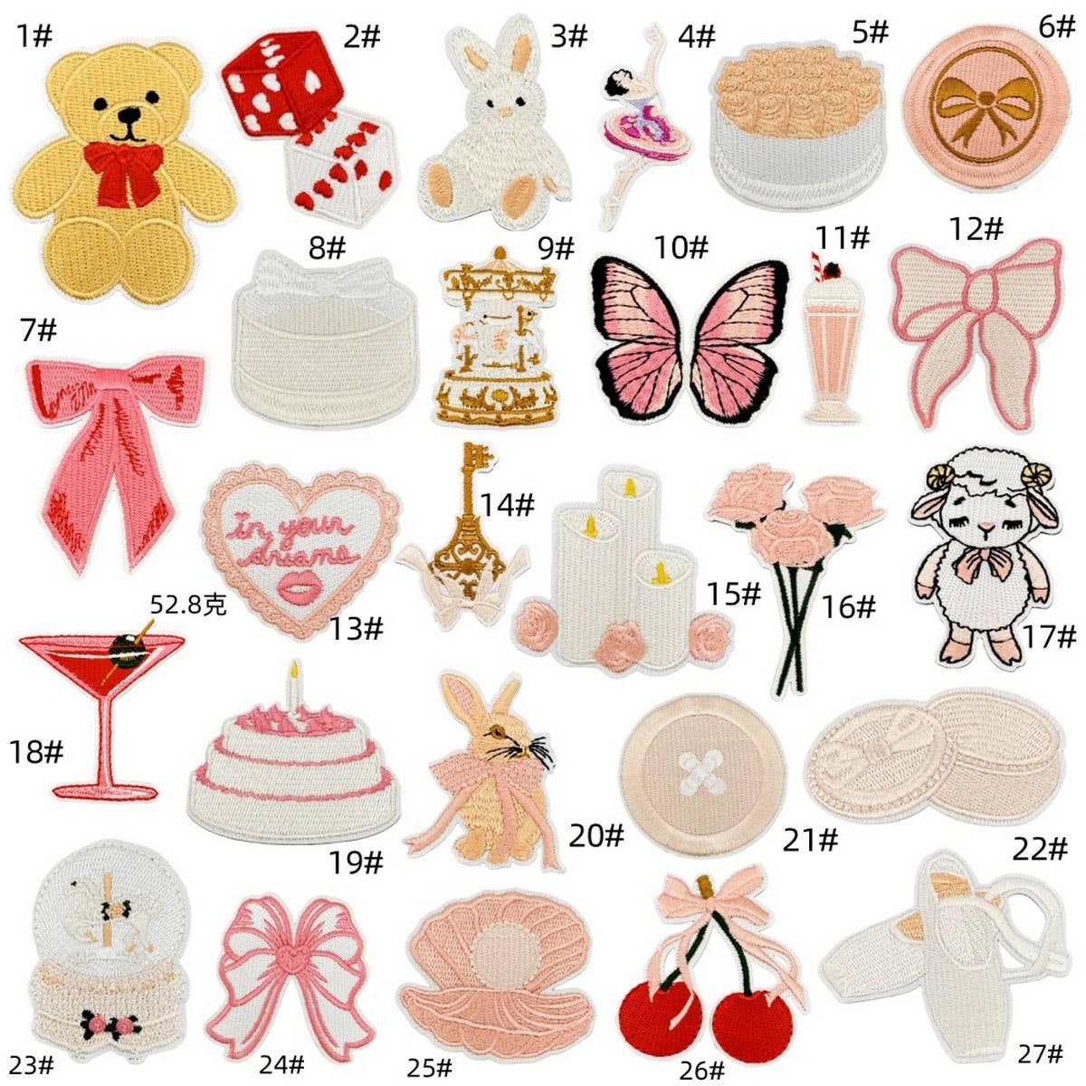 CUTE SOLID COLOR CARTOON BOW EMBROIDERED PATCH_CWMM4027