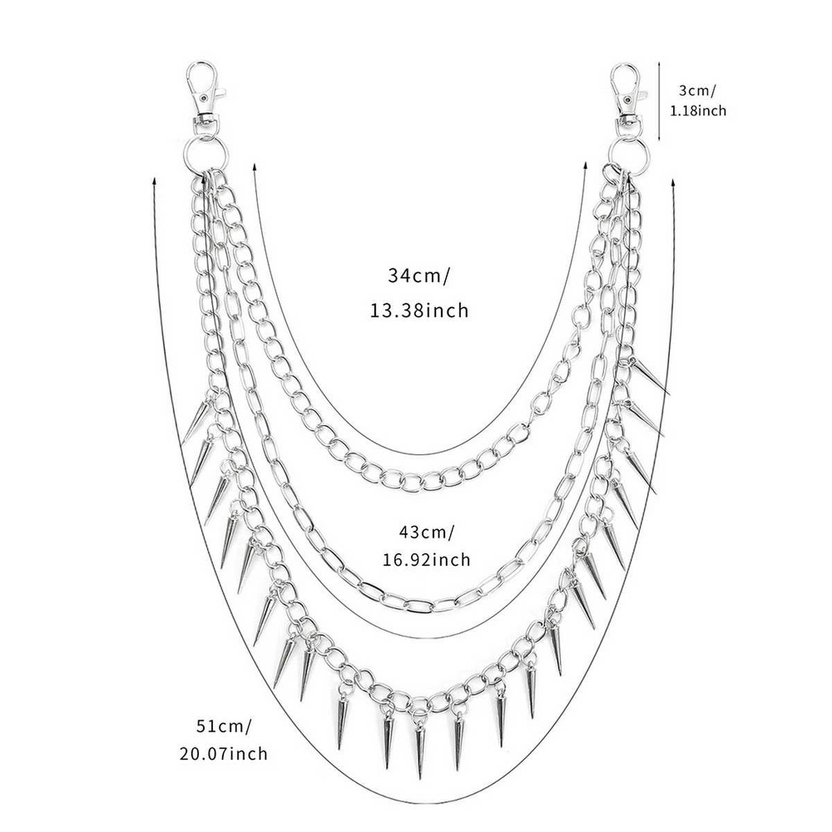 HIP HOP PUNK SPIKED DOUBLE JEANS CHAIN_CWMM4891