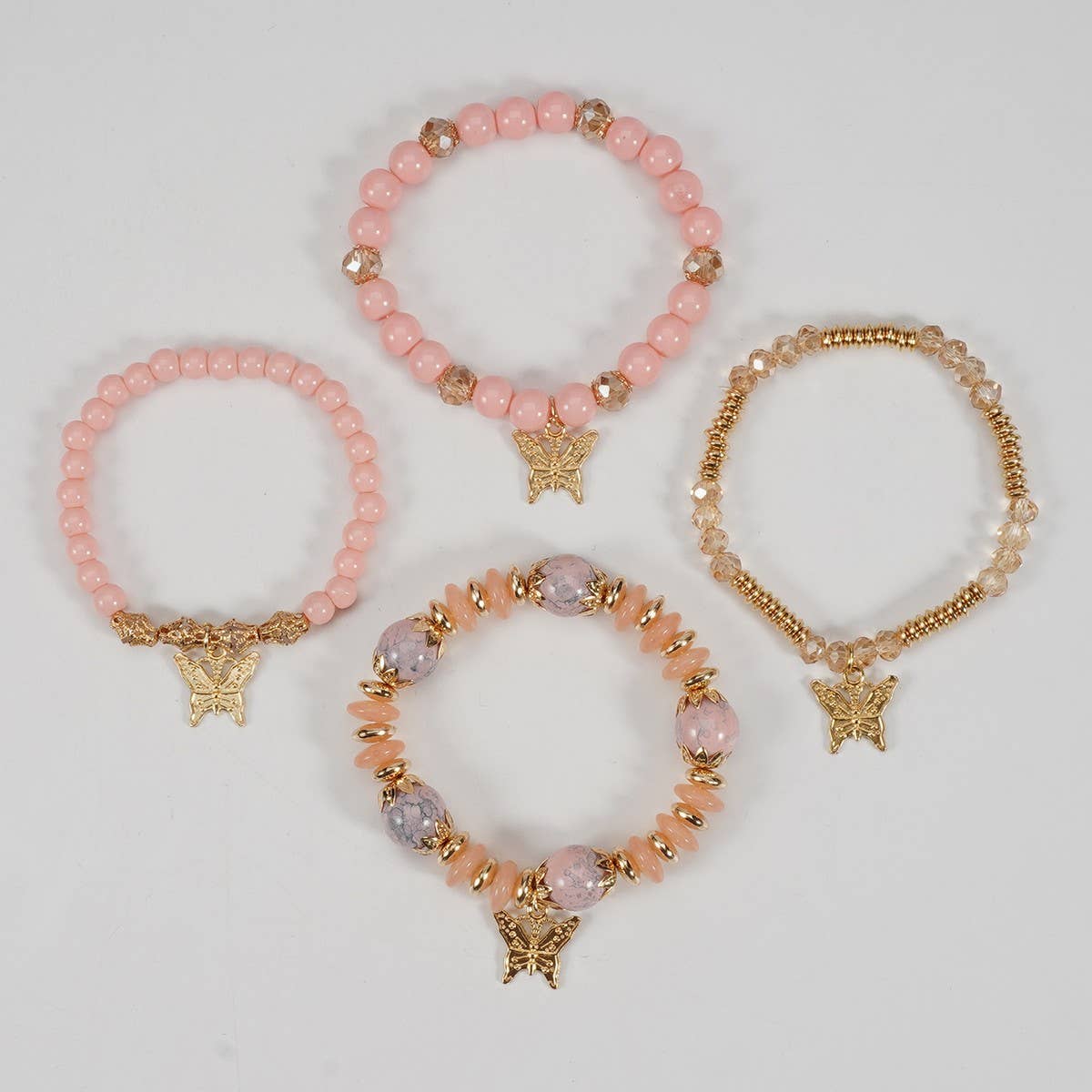 Cwmm10456_Boho Leaf Charm Multi Layer Beaded Bracelet