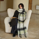 MINT CHECKERED OVERSIZED SCARF FOR WINTER_CWASC2323