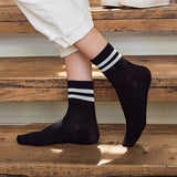 2 STRIPE COTTON MID SOCKS FOR WOMEN WHOLESALE_CWMS070