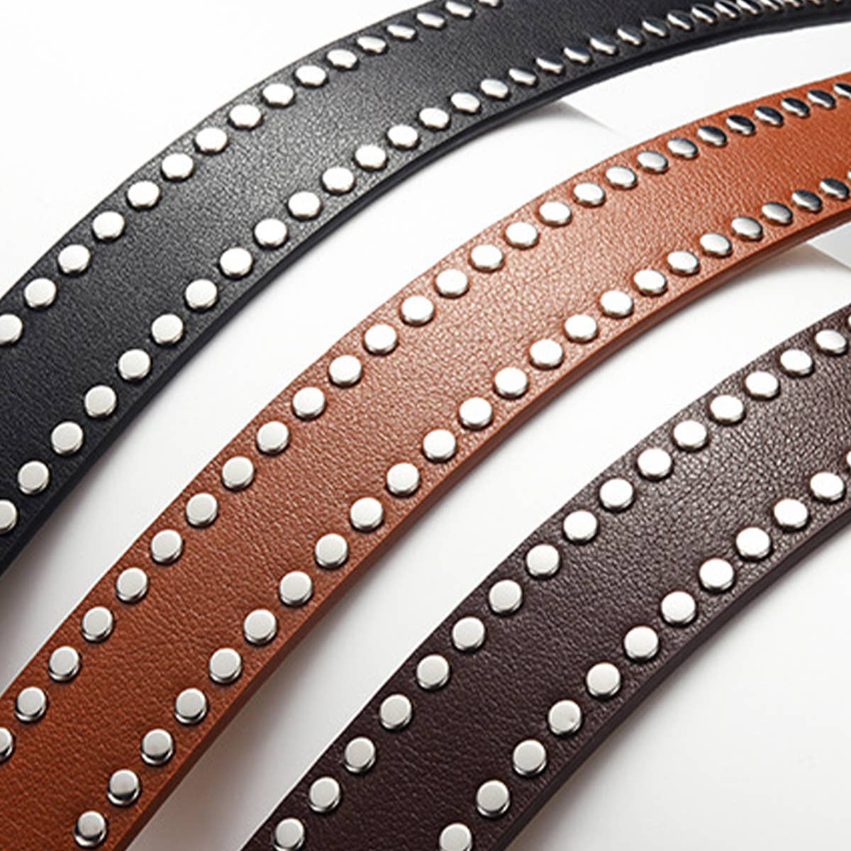 Punk Style Rivet Pin Buckle Pu Belt
