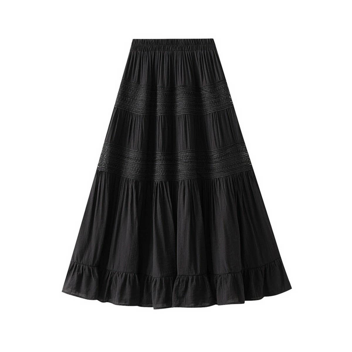 LACE CAKE HIGH WAIST PLEATED SKIRT WITH FLOWINGHEM_CWBMS0337